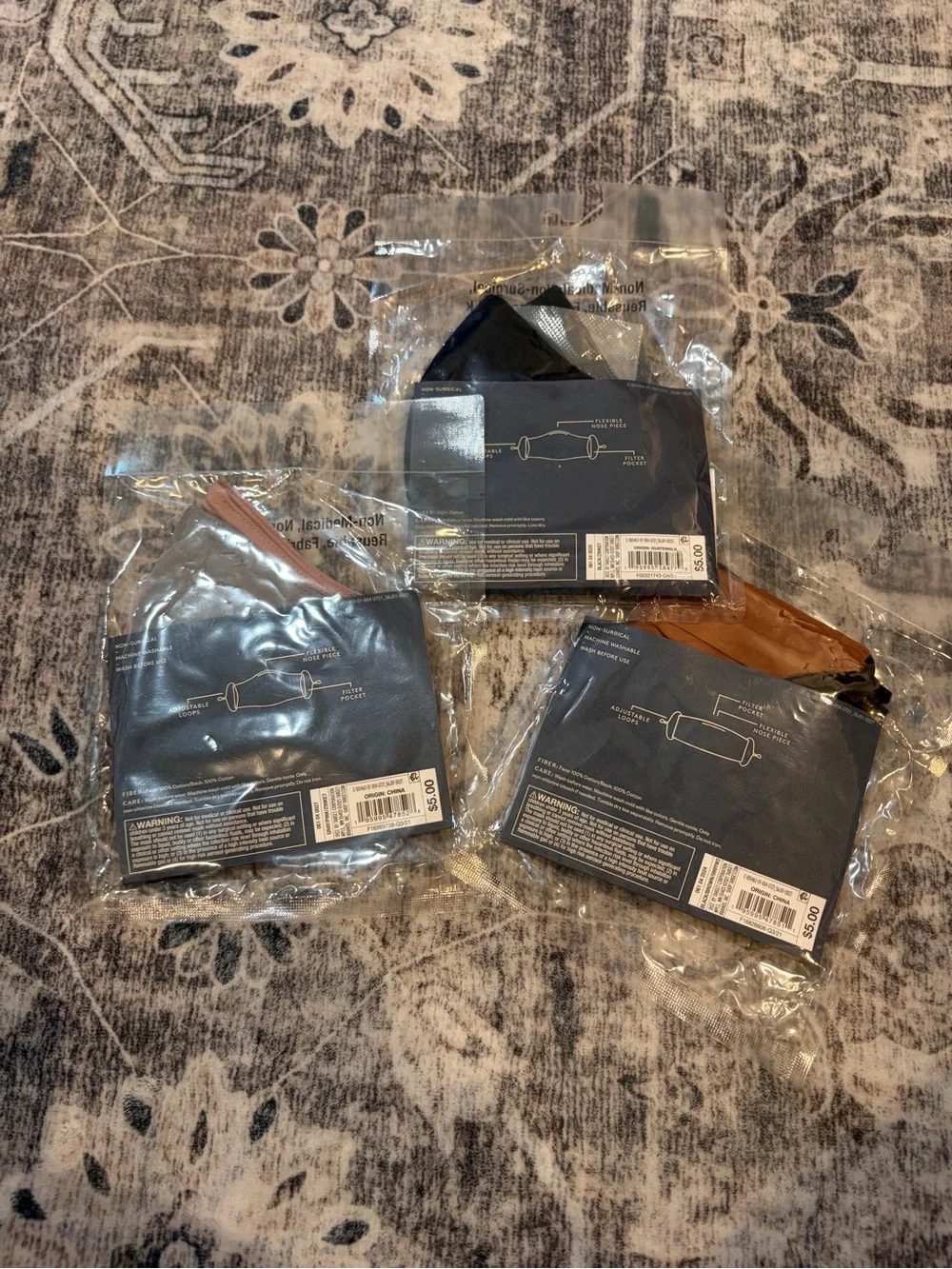 Universal Thread Women's Reusable Face Masks in Black & Tan
